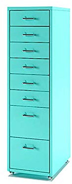 Aktenschrank aus Metall mit 8 Schubladen auf Rollen für bunte Bürodekoration, Schwarz und 6 Farboptionen