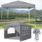 YRHome Pavillon Pop Up Faltpavillon Pavillon 2.5x2.5m Wasserdicht Winterfest Stabil UV-Schutz Gartenpavillon mit 4 Seitenteilen und Fenstern Outdoor Gartenzelt Partyzelt Festzelt Höhe bis 2.6m, Grau