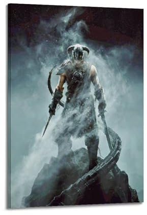 ASDASDHBW Poster mit Videospiel, The Elder Scrolls V Skyrim, dekoratives Gemälde, Leinwand, Wandposter und Kunstdruck, moderne Familienschlafzimmer-Dekoration, Poster, 60 x 90 cm