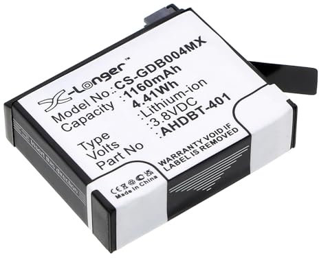 Battery Suitable for GoPro 335-06532-000, AHDBT-401, Hero 4