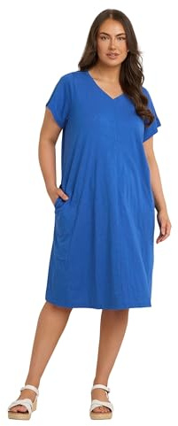 EVANS Curve Cobalt Premium Cotton Mini Dress - Women's - Plus Size Curve