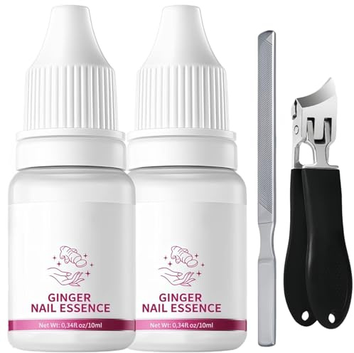 2PCS Fungigone Nail Treatment Set - Fungigone Nail Fungus Removal with Ginger Essence, Natural Strengthener - Includes Large Slanted Nail Clipper for Thick Nail - for Toenail & Foot Care