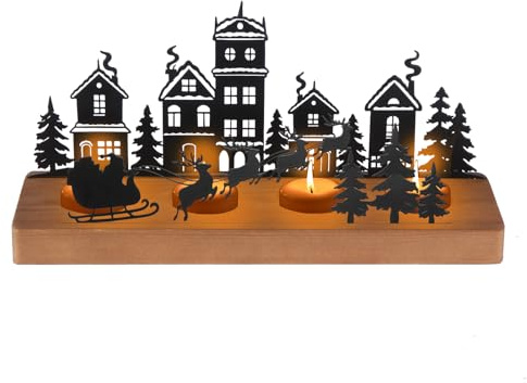 Kerzenhalter Adventskranz, Adventskranz Teelichthalter Kerzenhalter Kerzenständer Kerzenleuchter Candle Holder Metall mit Holz Haltern für Kerzen Tisch Adventsdeko Weihnachtsdeko