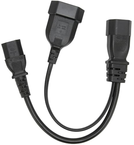 MejaRizon IEC 14-Stecker auf IEC 13-Buchse und Euro CEE7/16-Buchse, Kaltgerätekabel, Kaltgeräte Verlängerung, C14 auf C13 + Euro-Y-Splitter-Stromkabel, Geeignet für Datenzentren, PDUs, USV