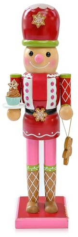 35cm Wooden Cookie Women Nutcracker Soldier Christmas Decorations,Large Christmas Nutcracker Figures Ornaments,Nutcracker Gifts Nutcracker Soldiers Puppet Doll for Tradition Xmas Present Indoor Decor