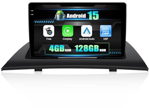 CAMECHO 4G+128G Android 15 para BMW X3 E83 (2004-2012) con Navi Carplay Android Auto, 9 Incell Touchscreen Doble DIN Carplay autoradio con Bluetooth5.0 FM/RDS EQ SWC+Cámara Trasera
