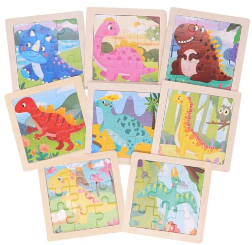 8 Pack Jigsaw Puzzles for Toddlers, 9 Piece Dinosaur Wooden Jigsaw Puzzles for Kids 3 4 5 Year Old Puzzle Toys Children Learning Toy Educational Puzzle Toys for Boys Girls
