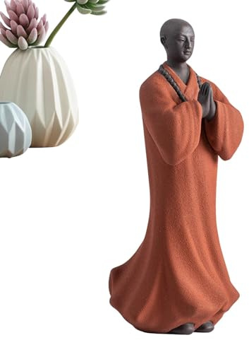 Buddha Statue Dekoration - buddhistische Mönche für den Innenbereich, lila Sandornament, Zen Keramik Figuren | Spiritual Home Bonsai Rockery Fish Tank Tisch Display Meditation Büro Rilas