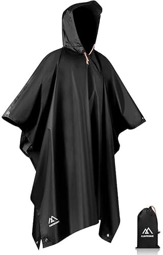 flintronic Poncho Pluie Imperméable avec Capuche, Poncho Imperméable Multifonctionnel 3 en 1, Poncho Pluie Réutilisable Hommes Femmes, Veste Cape imperméable pour Camping Randonnée Vélo Pêche Voyage