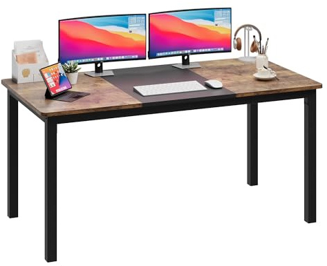 GarveeHome Industrieller Schreibtisch, Schwarz & Vintage Holz-Optik, Robuster Metallrahmen, 159kg Belastbarkeit, Für Büro, Gaming & Wohnzimmer, Stabil und Langlebig, Größe 180 x 81 x 76 cm