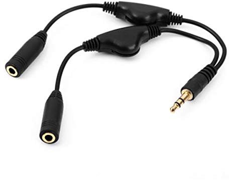 Cablecc 3.5mm Stereo Male to Double 3.5mm Female Audio Headphone Y Splitter Cable with Volume Control Switch