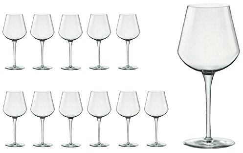 Bormioli - Set di 12 bicchieri da vino Small inAlto 38 cl in cristallo di prima qualità, migliore resistenza alla rottura, design filigranato