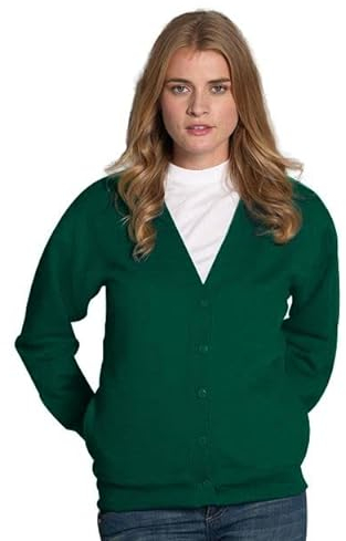 Miss Chief Ladies Fleece Cardigan Long Sleeve Sweatshirt - Warm & Thick! (Sizes: S, M, L, XL, XXL) Bottle Green