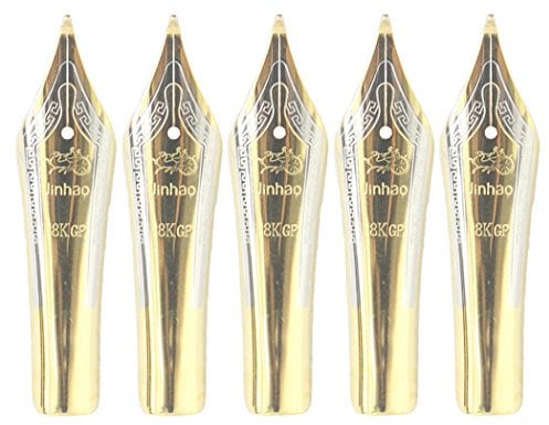 Gullor 5PCS Fountain Pen Nibs Fit Jinhao 159/450/750, Gold, Bent Nib