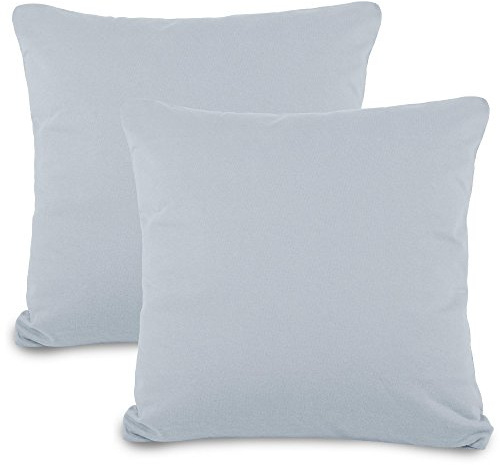 aqua-textil Classic Line Baumwoll Kissenbezug 2er-Set 50 x 50 cm Silber grau Dekokissen Bezug Reißverschluss Jersey Kissenhülle