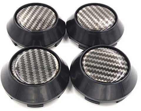 BizTech ® 4 x Universal Carbon Effekt Auto Legierung Rad Center Nabenkappen Abdeckungen Set Kein Logo Plain Emblem 68 mm und kompatibel mit BMW Oz Racing Rays Volk Racing Wheels Felge