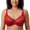Delimira Women's Beauty Lace Non Padded Minimiser Full Figure Underwire Bra Dark Red 36E