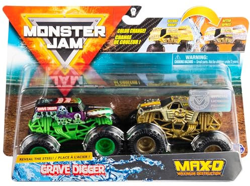 Monster Jam Offizieller Grave Digger vs. Max D Druckguss-Monster Trucks, Maßstab 1:64