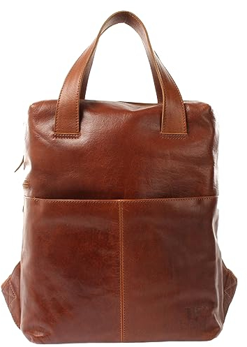 LECONI Rucksack bequemer Lederrucksack DIN-A4 praktischer Freizeitrucksack City Stadt Uni Schule Damen und Herren aus Leder 29x37x15cm braun LE1023-buf