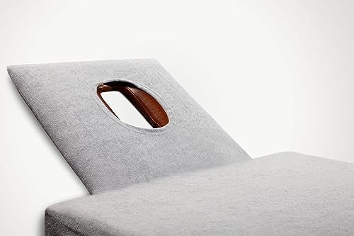 Castejo Spannbezug für Massageliegen, Behandlungsliegen, Praxisliege, Therapie-u.Kosmetikliegen mit Gesichtsschlitz Öko-Text geprüft, Frottier,verschiedene Farben CA6041 (85x200 silber)