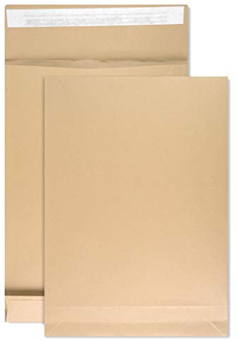 Netuno 250x braune Faltentasche DIN C4 229× 324 mm 130g braun Umschlag erweiterbar Faltenversandtasche C4 ohne Fenster große Versandtasche mit Stehboden Umschlagtasche Briefhülle C4 mit Falte