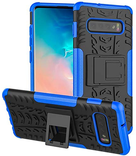 Verco Schutzhülle für Samsung Galaxy S10 Hülle, Armor Outdoor Handyhülle für Galaxy S10 Case Panzer Hardcase [Cover geeignet für Baustelle], Blau