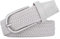 PACDE 3 cm breiter geflochtener Stretch-Damengürtel, flippige Farben, elastisch, gewebtes Rindsleder, Dornschließe, keine Löcher, Canvas-Gürtel, weiß, 105cm