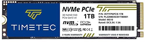 Timetec SSD de NVMe PCIe Gen3x4 8Gb/s M.2 2280 3D NAND TLC 150TBW Alto Rendimiento SLC Cache Velocidad de Lectura/Escritura hasta 2.100/1.600 MB/s Unidad Interna de Estado sólido PC Escritorio (1TB)
