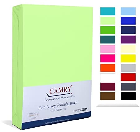 Camry Spannbettlaken 120x200cm - 130x200cm Hellgrün Baumwolle Bettlaken Jersey Spannbetttuch Oeko-Tex 100