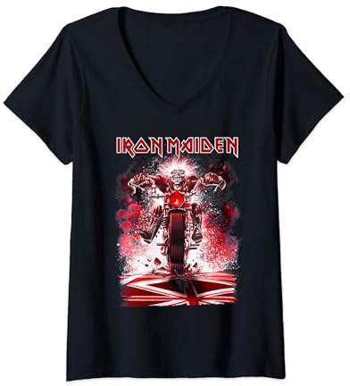 Womens Iron Maiden - Eddie Bike V-Neck T-Shirt