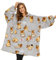 THREE POODLE Sweat à Capuche Femme, Couverture à Capuche Surdimensionnée, Pull Plaid Polaire Sweatshirt à Capuche Ultra Douce et Chaude,Pull Couverture pour Femme, Cadeau