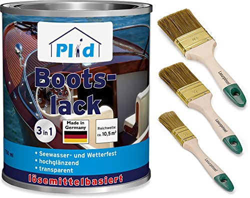 Plid® Vernice per barche, incolore, lucida per legno, trasparente, impermeabile, piano di lavoro della cucina, vernice per parquet, scale, mobili da giardino e banconi, vernice per legno, vernice per