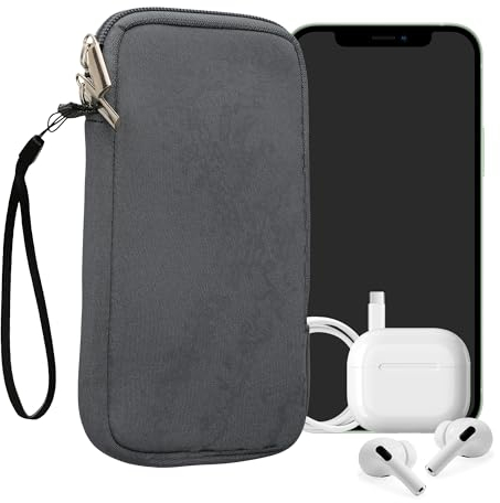 kwmobile Handytasche für Smartphones XL - 6,7/6,8 - Neopren Handy Hülle Blaugrau - Handy Tasche 17,2 x 8,4 cm Innenmaße
