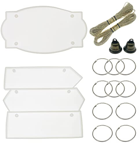 Woohome 21 Stück Resin Silikonform Rechteck Tür Hängend Silikonform Gießform DIY Willkommen Unterzeichnen Harz Casting Formen für Office Store Tür DIY Craft DIY