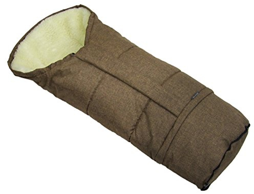 BAMBINIWELT Winterfußsack Fußsack für Kinderwagen, Buggy oder Schlitten, in Mumienform, aus Wolle, Größe anpassbar, MUMIE MELIERT (braun MELIERT)