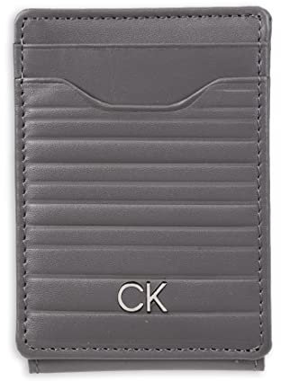 Calvin Klein Portefeuille en Cuir avec Poche Avant magnétique RFID pour Homme, Gris, Taille Unique, Gris, Taille Unique