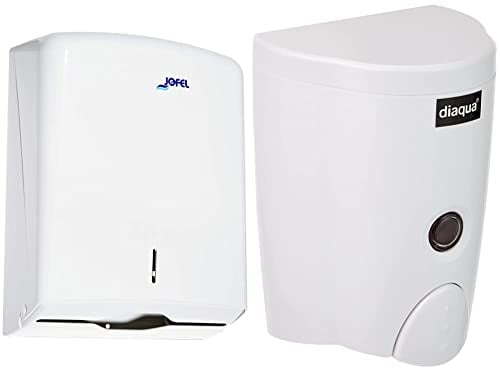 Jofel AH33000 - HANDTUCHSPENDER Z-FALZ Azur Weiss & DIAQUA Seifenspender, Weiß, 20