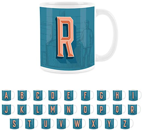 Purely Home Brewery Alphabet Letter R Mug - White Coffee Tea Present Personalised Initial Gift