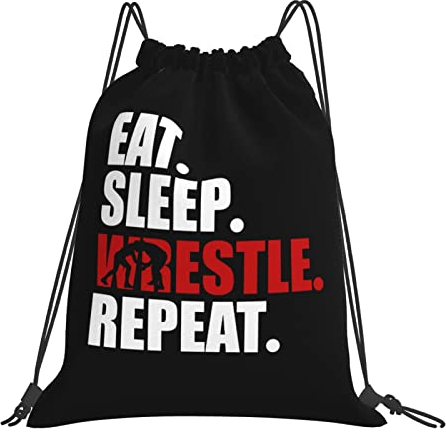 IUBBKI Eat Sleep Wrestle Repeat Wrestling Drawstring Bags Tragbarer Unisex-Rucksack, für Schule, Fitnessstudio, Sportreisen