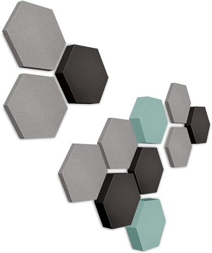 platino24 Akustikpaneele 12 Elemente Edition LOFT 3D I Ø 300mm Akustikplatten Schalldämmung Wand & Decke I Akustikschaum Schall-Absorber aus Basotect 30-70mm mit farbiger Akustikbeschichtung