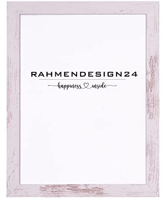 Rahmendesign24 Bilderrahmen Milano 59,4x84 (DIN A1) Weiß vintage ANTIREFLEX/ENTSPIEGELT, Fotorahmen, Wechselrahmen, Posterrahmen, Puzzlerahmen