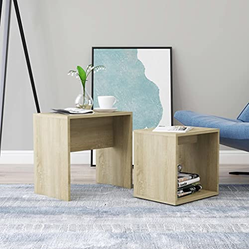INLIFE Couchtisch-Set Sonoma-Eiche 48 x 30 x 45 cm Holzwerkstoff,Braun,11.34KG,802888