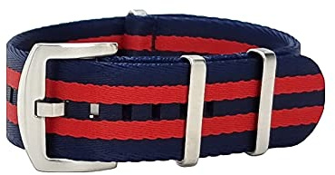 masar 20mm Premium NATO Rot/Blau - Dark Blue/Red – Uhrenarmband – Pepsi Seat Belt Watch Strap for Men, Quality Nylon, Bands - Heavy Duty Brushed Buckle