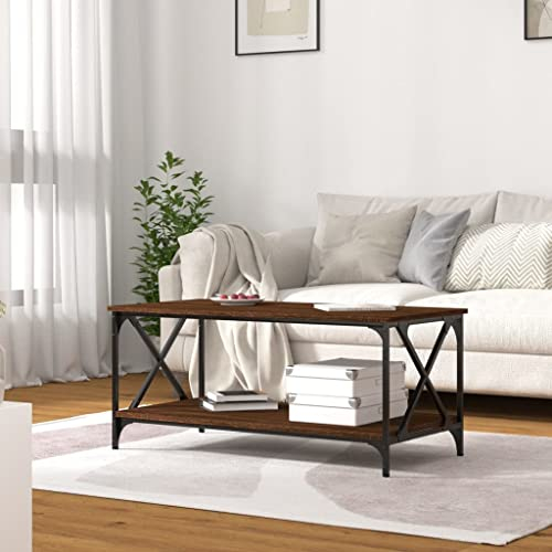 Higsose Wohzimmer Couchtisch 100x50x45 cm Wohnzimmertisch Holz Couch Tischchen Sofatisch Modern Couchtisch Angebot Coutschtische Einfach Tisch FüR Wohnzimmer Coutisch Industrial Braun Eichen-Optik