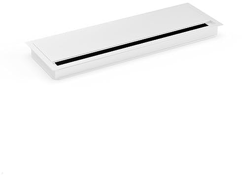 TecLines TKD006 Kabeldurchführung 100x240 mm mit Soft Close (weiß), Kabeldose, Bürstendichtung, für mehrere Kabel