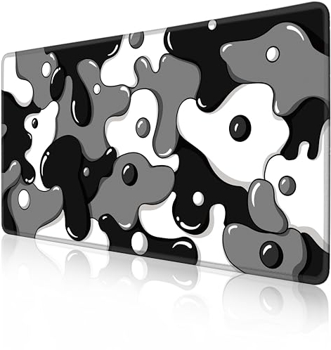 MEWOOCUE Mouse Pad Cow Pattern Keyboards Mousepads XXL Black & White Gaming Mouse Pad - Gamer Mouse Pad - Black & White Gaming Desk Mat - 31.5 x 16 Thick Extended XXL Gaming Mouse Pad (Cow Spots)