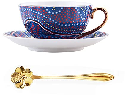 BBAUER Ensemble de Tasses à café de Luxe léger, Ensemble de thé de l'après-midi Anglais en Porcelaine Anglaise de Style européen, Tasse à thé en Porcelaine à Fleurs rétro (Color : C)