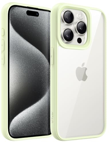 JETech Hülle für iPhone 15 Pro 6,1-Zoll, Stoßfestes Handy Stoßfänger Schutzhülle, Solid Farbe Matt TPU Rahmen, Anti-Kratzer Transparent Rückseite (Grün)