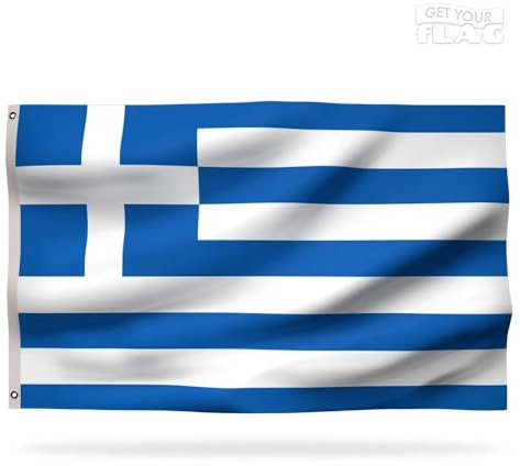 Drapeau Grec Premium 150x90cm - Drapeau de la Grèce Résistant et de Haute Qualité avec 2 œillets métalliques - Soyez fier de vos couleurs !
