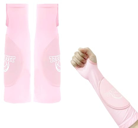 Muñequeras de Voleibol Protección del Brazo Espaciador Voleibol Mangas para Brazo Elásticas Mangas Mangas de Brazo de protección de Brazaletes para Protector de antebrazo para Entrenamiento (Rosa)